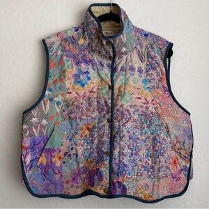 NWT Natural Life Women's Quilted Floral Puff Vest Purple Multi Medium